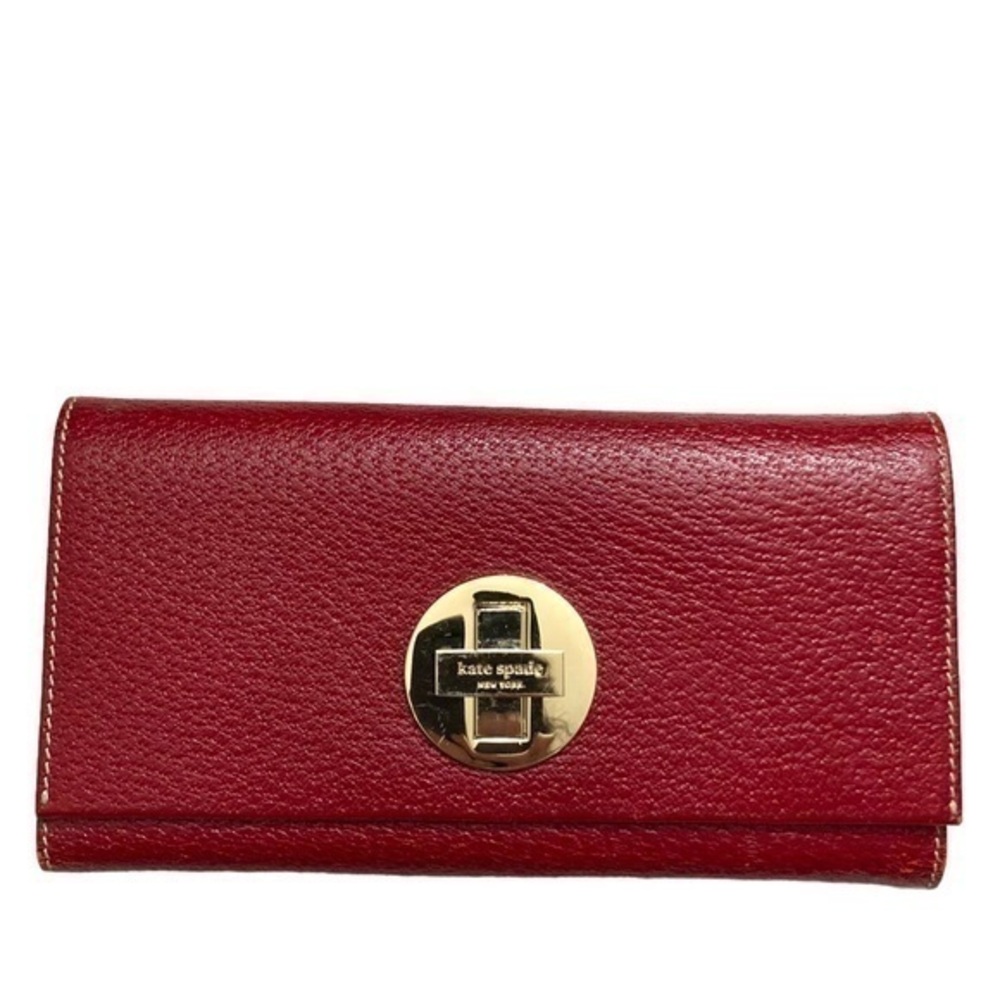 Kate spade textured red leather vintage clutch wallet
